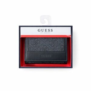 Guess Black Key Card Holder Textured Design